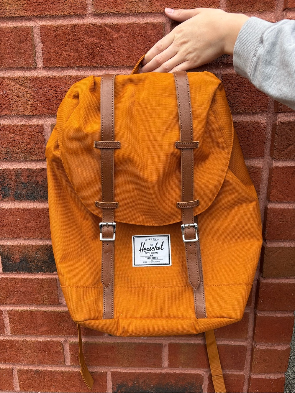 Herschel Supply Company Orange Backpack with Brown Trim